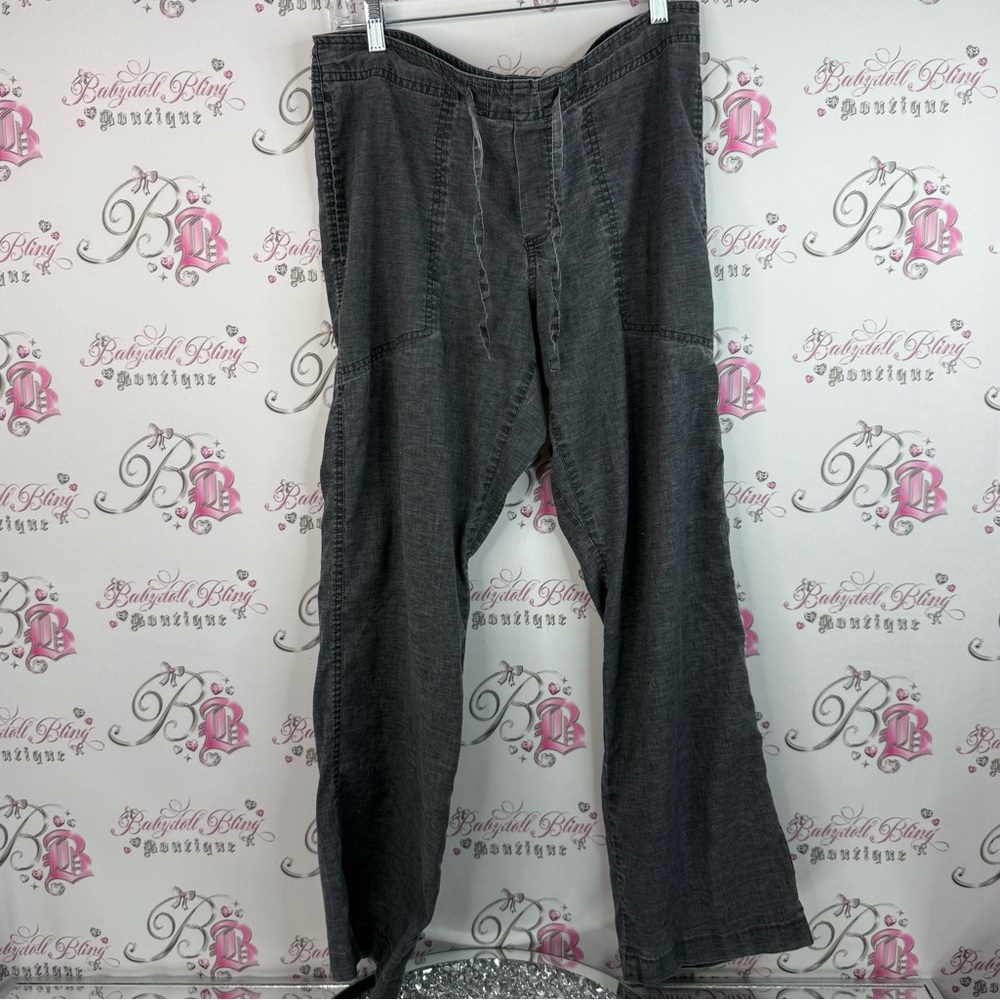 Prana pants hemp charcoal dark wash cargo style Women's Gray Flare Pants